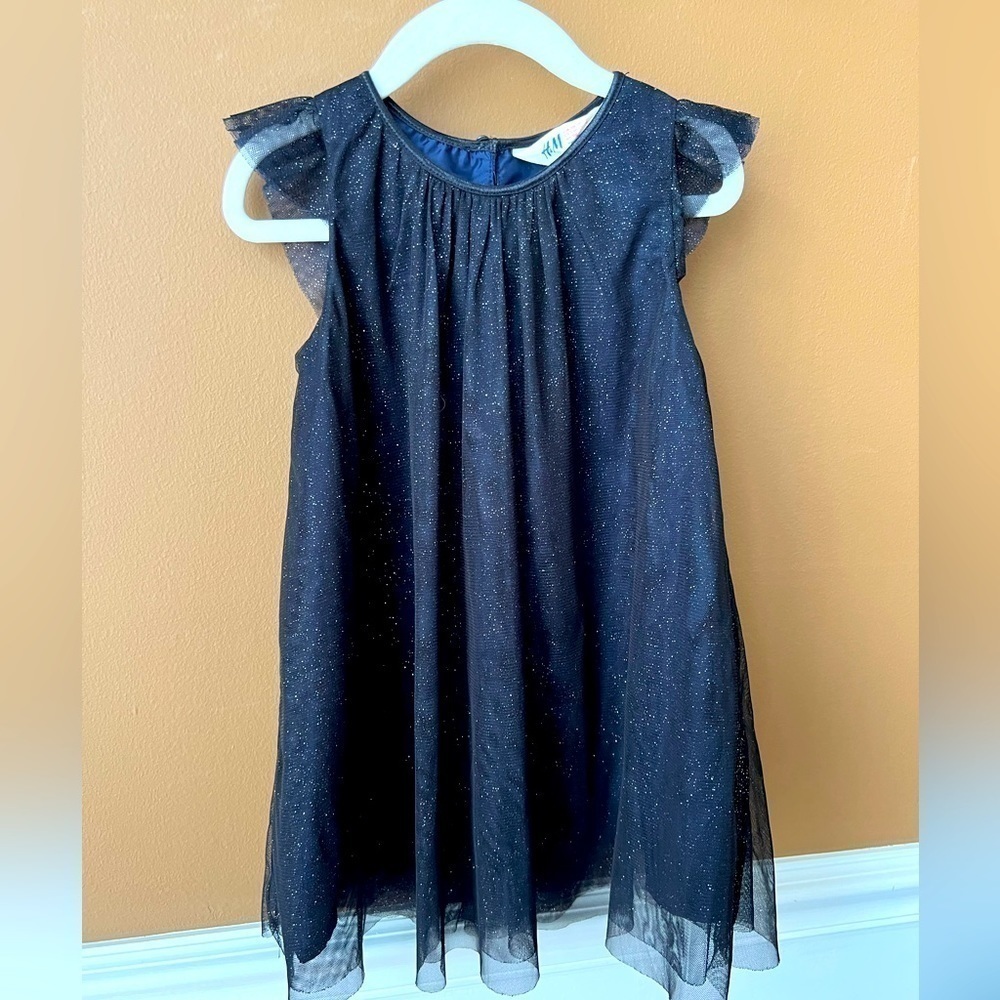 H & M Black Sparkle Sheath Little Girls Dress Size 3-4 years